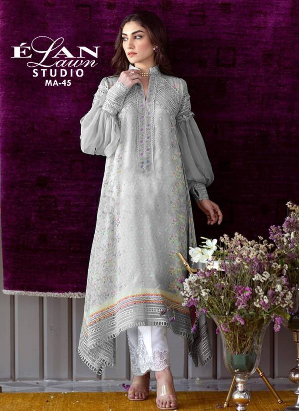 Elan Lawn Studio Ma 45 Designer Top With Bottom Collection